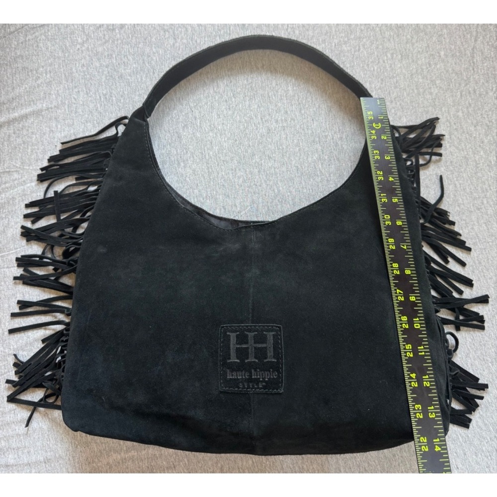 Haute‎ Hippie Style Fringe Suede Hobo Bag Black - Picture 14 of 16
